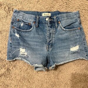Madewell Distressed Light Blue Jean Shorts
